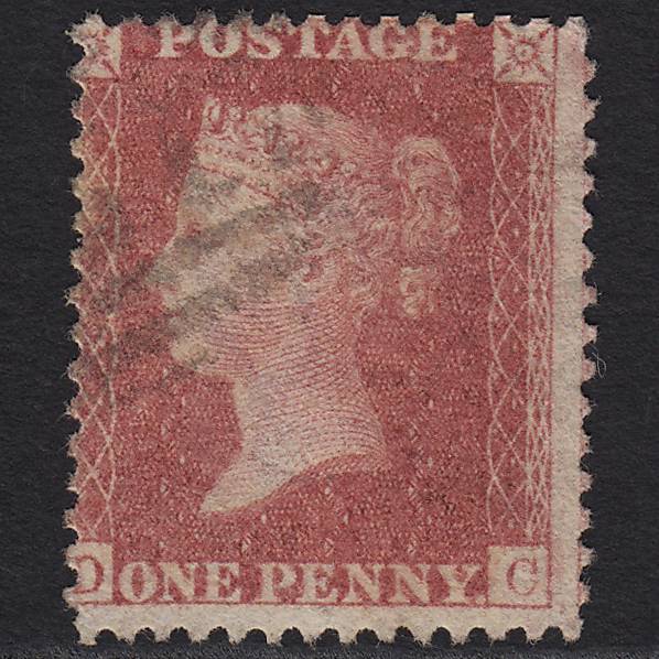 GB QV 1857 1d Rose-red (Plate 39) SG40-C10(1) DC GU Light Cancel Misperf