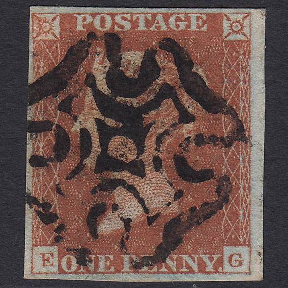 GB QV 1841 1d Red-brown (Plate 38) SG8-B1(1) EG FU 4M Unusual Maltese Cross