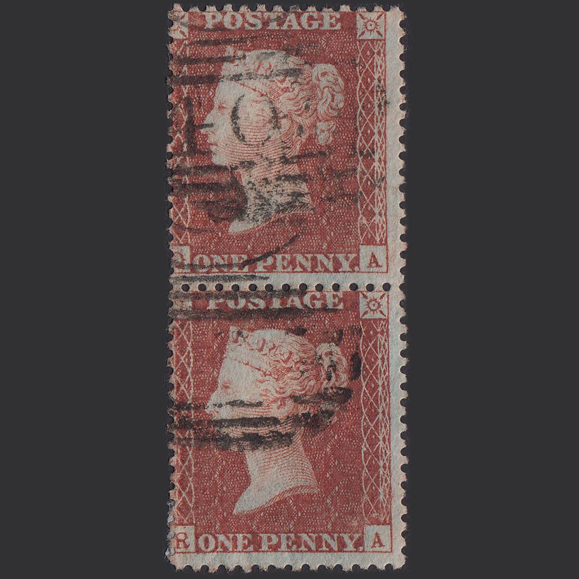 GB QV 1856 1d Red-brown (Plate 26) SG29-C8(1) QA-RA FU Pair