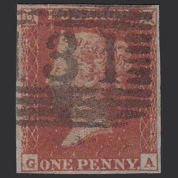 GB QV 1841 1d Red-brown (Plate 162) SG8-B2(1) GA GU 4M Imperf Edinburgh 131