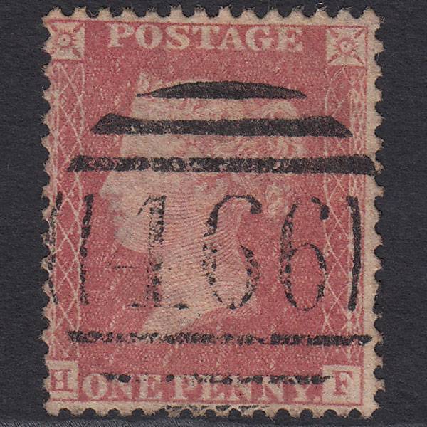 GB QV 1857 1d Pale Rose (Plate 66) SG39-C10(3) HF FU Liverpool 466