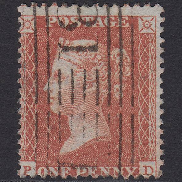GB QV 1855 1d Red-brown (Plate 1) SGC6(1) PD FU Edinburgh 131 Roller Cancel