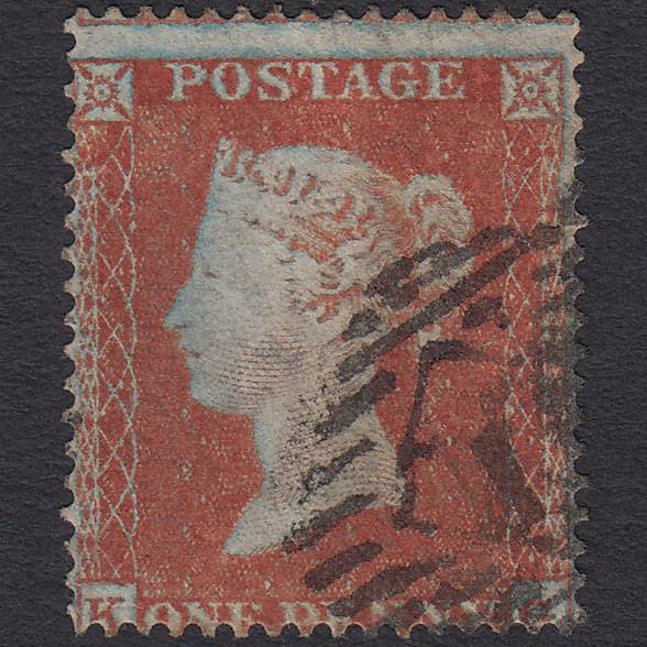GB QV 1854 1d (Plate 184) SG17-C1(1) Framed Reverse KG FU London IS Cancel