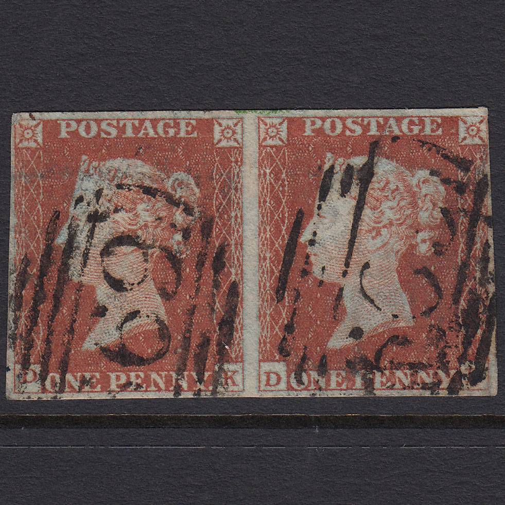 GB QV 1841 1d (Plate 42) SG8-B1(1) DK-DL GU Pair 4M Saffron Walden 669