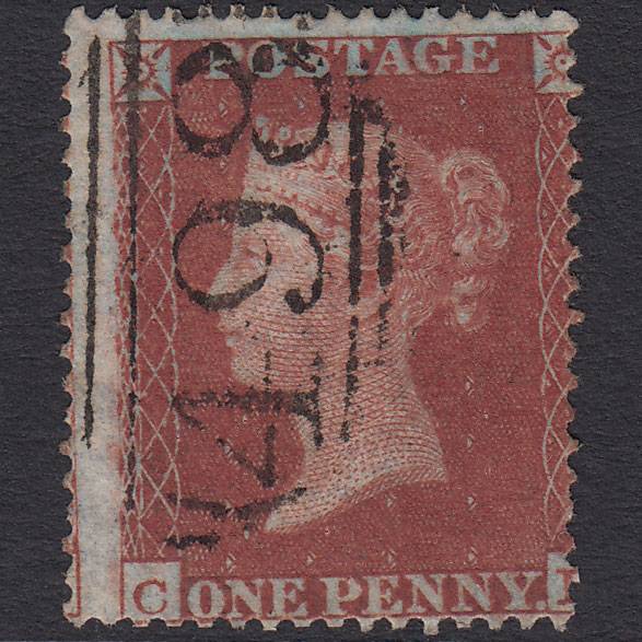 GB QV 1854 1d Red-brown SG17-C1(1) C? FU Manchester 498 Large Misperf