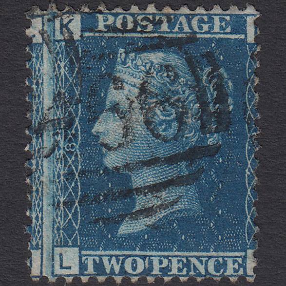 GB QV 1858 2d Blue (Plate 8) SG45-G2 LK FU Liverpool 466 Large Misperf
