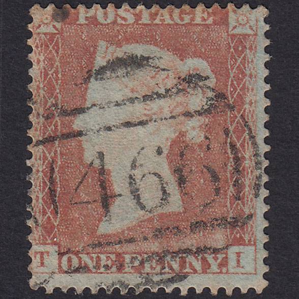 GB QV 1854 1d (Plate 166) SG17-C1(1) TI GU Liverpool 466 CDS Very Worn Imp
