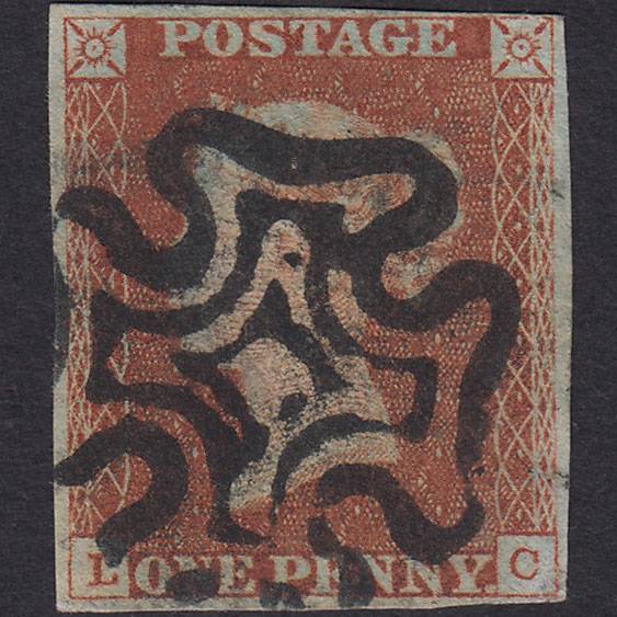 GB QV 1841 1d Red-brown (Plate 23) SG8-B1(1) LC GU Brighton Maltese Cross