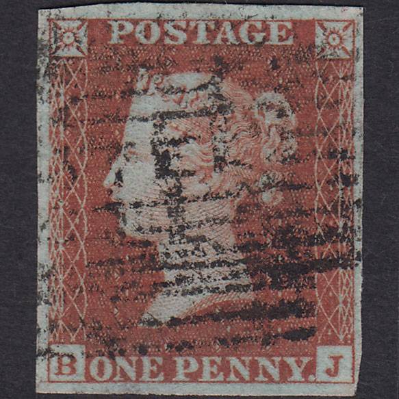 GB QV 1841 1d Red-brown (Plate 154) SG8-B2(1) BJ GU 4 Margins Scotland