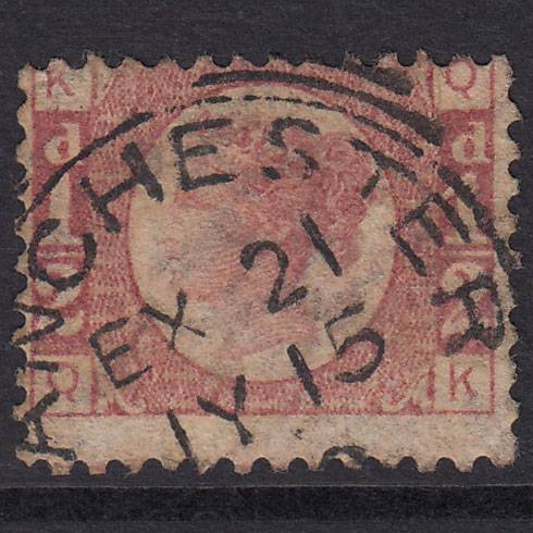 GB QV 1870 1/2d (Plate 15) SG49-G4 QK GU Manchester 498 Squared Circle Cancel