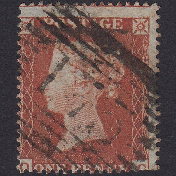 GB QV 1854 1d Red-brown (Plate 204) SG17-C1(1) OC GU Galashiels 155 Misperf
