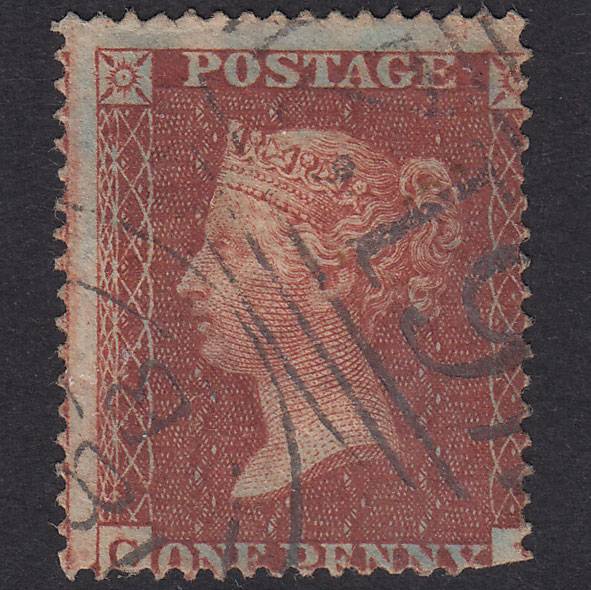 GB QV 1855 1d Plate 11 SGC6(1) CJ GU Blue-Black Peterborough 612