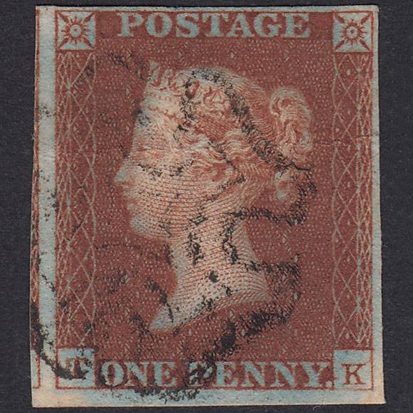 GB QV 1841 1d Red-Brown Plate 28 SG8-B1(1) TK GU 4 Margins Maltese Cross