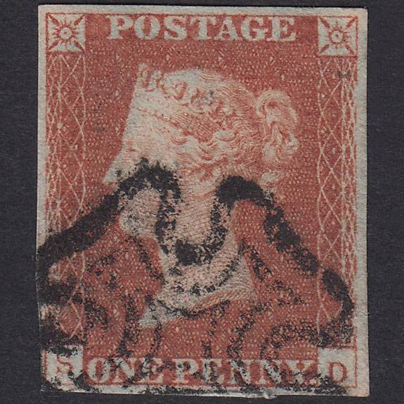 GB QV 1841 1d Red-Brown Plate 22 SG8-B1(1) SD FU Missing Imprimatur 4M MX
