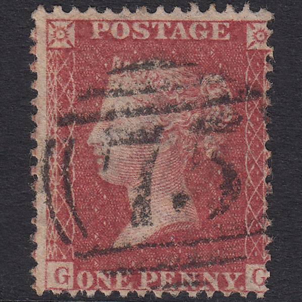 GB QV 1857 1d Rose-Red Plate 46 SG40-C10(1) GG FU Birmingham 75