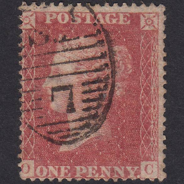 GB QV 1857 1d Rose-Red Plate 52 SG36-C11 OC FU London D&S se7