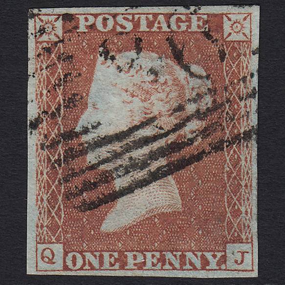 GB QV 1841 1d Red-brown (Plate 97) QJ FU in Scotland 4 Margins