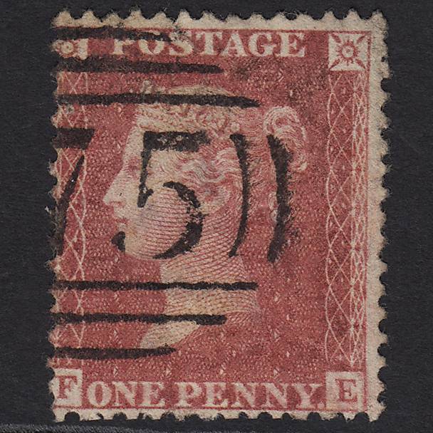 GB QV 1857 1d Rose-red (Plate 47) SG40-C10(1) FE FU Birmingham 75