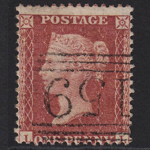 GB QV 1857 1d Rose-red (Plate 36) SG40-C10(1) LL FU Glasgow 159 Misperf