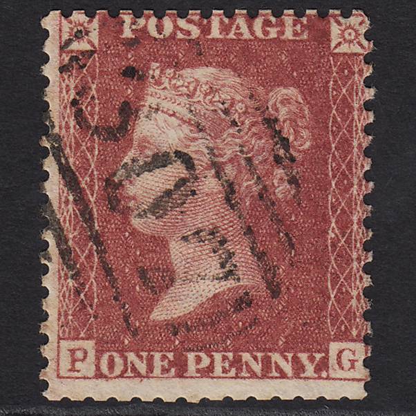 GB QV 1857 1d Deep Rose-red (Plate 44) SG41-C10(4) PG GU Gainsborough 307