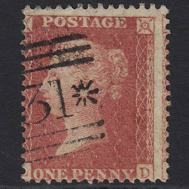 GB QV 1857 1d (Plate 67) SG40-C10(1) LD GU Edinburgh 131 Large Misperf