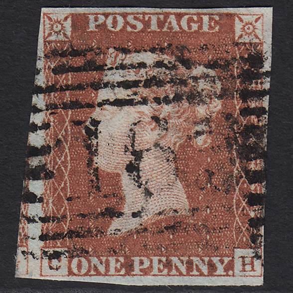 GB QV 1841 1d Red-brown (Plate 62) SG8-B1(1) CH GU 4 Margins Greenock 163