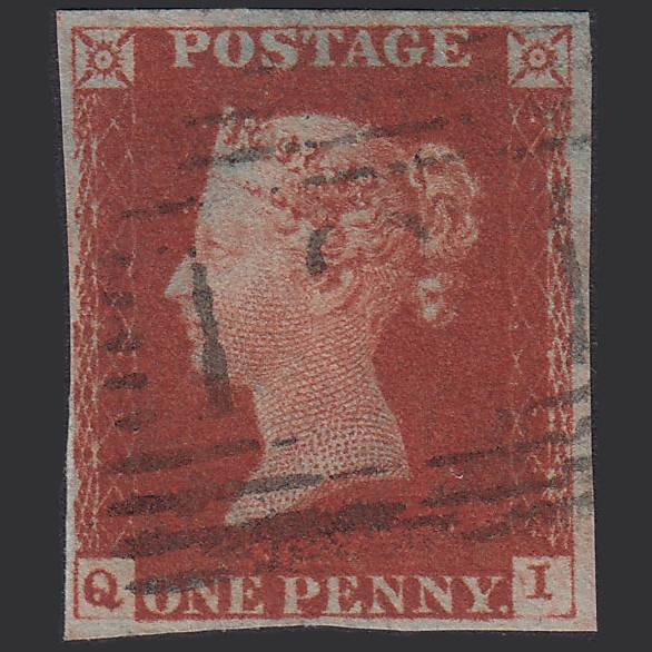 GB QV 1841 1d Deep Red-brown (Plate 67) SG10-B1(4) QI VFU 4M Edinburgh 131
