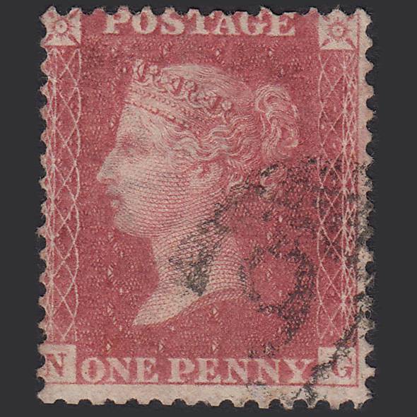 GB QV 1857 1d Rose-red Plate R17 SG40-C10(1) NG GU Light Cancel