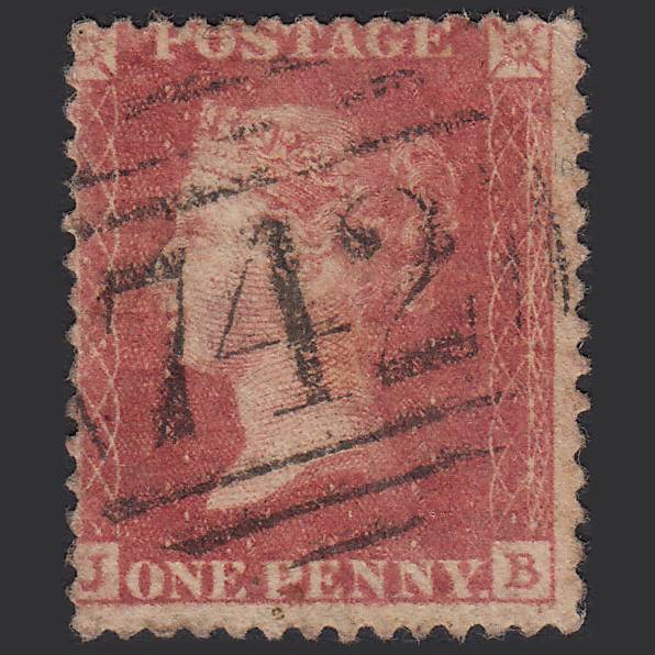GB QV 1857 1d Rose-red (Plate 52) SG40-C10(1) JB GU Stamford 742