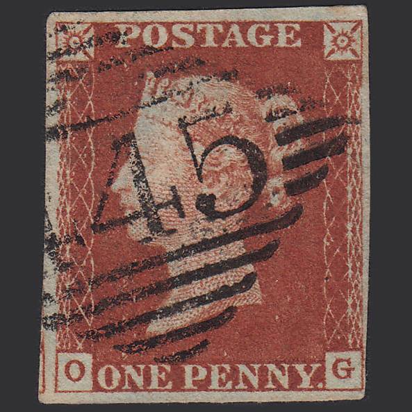 GB QV 1841 1d Deep Red-brown (Plate 51) SG10-B1(4) OG FU 4M Waterford 445