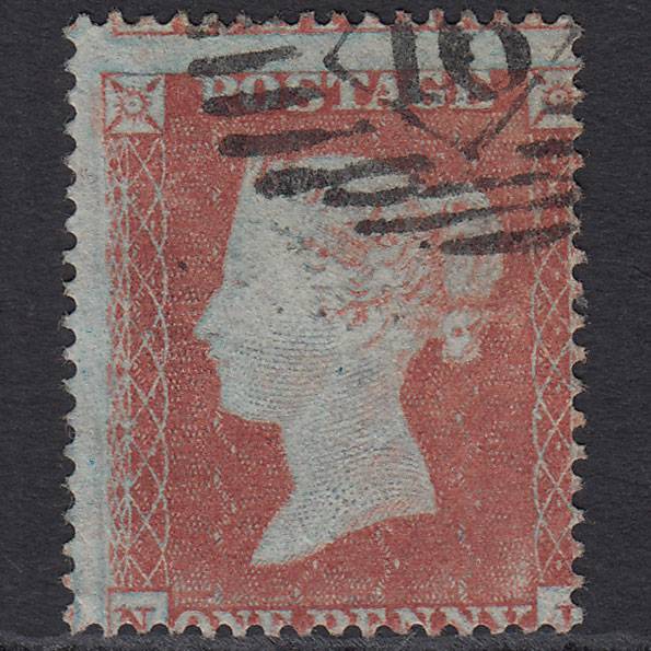 GB QV 1854 1d Red-brown SG17-C1(1) N? FU London IS 16 Large Misperf
