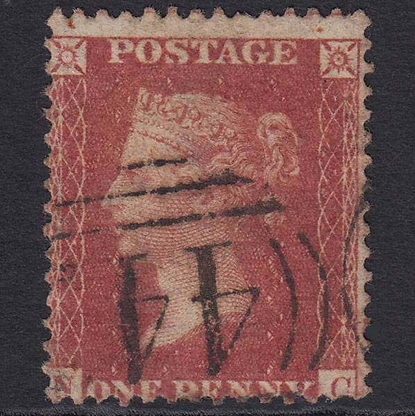 GB QV 1857 1d Rose-red (Plate 56) SG40-C10(1) NC GU Misperf