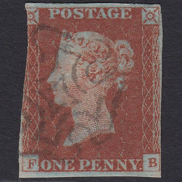 GB QV 1841 1d Very Blued (Plate 38) SG8a-B1(2) FB GU 2 Margins MX