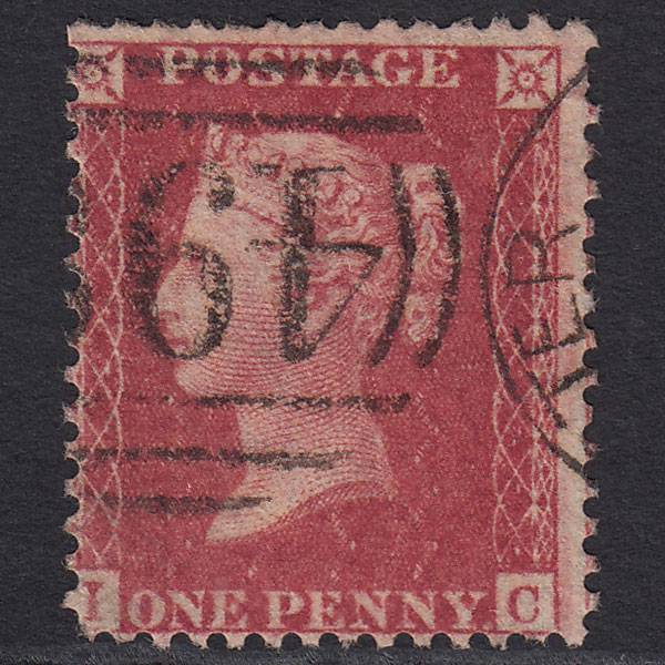 GB QV 1857 1d Rose-red (Plate 27) SG40-C10(1) IC GU Manchester 498 Misperf