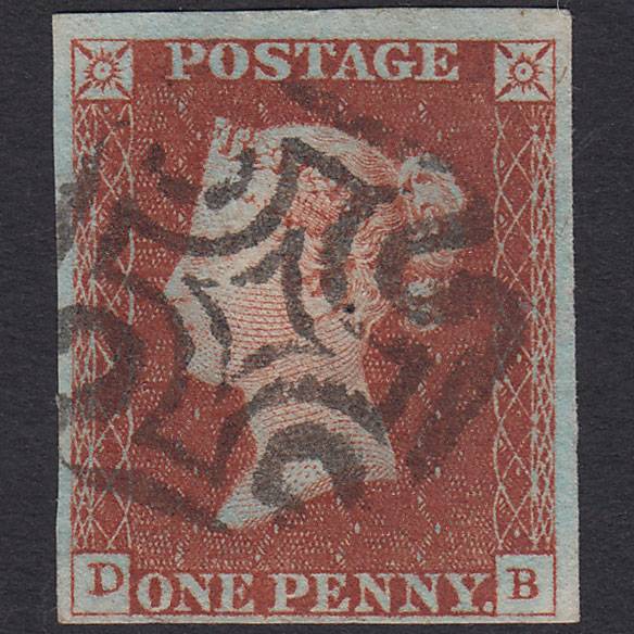 GB QV 1841 1d Red-brown (Plate 35) SG8-B1(1) DB VFU 4 Margins Maltese Cross