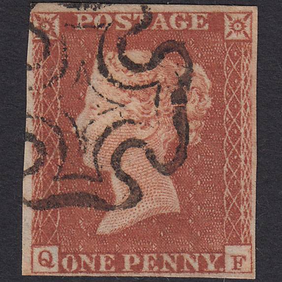 GB QV 1841 1d Red-brown (Plate 19) SG8-B1(1) Ivory Head QF FU 4 Margins MX