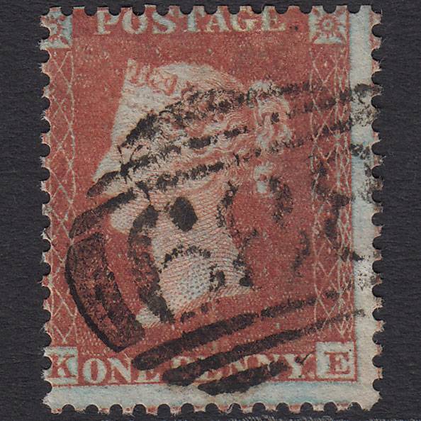 GB QV 1855 1d Red-brown Plate R1 SG22-C2(1) KE FU Sandwich 688 Misperf
