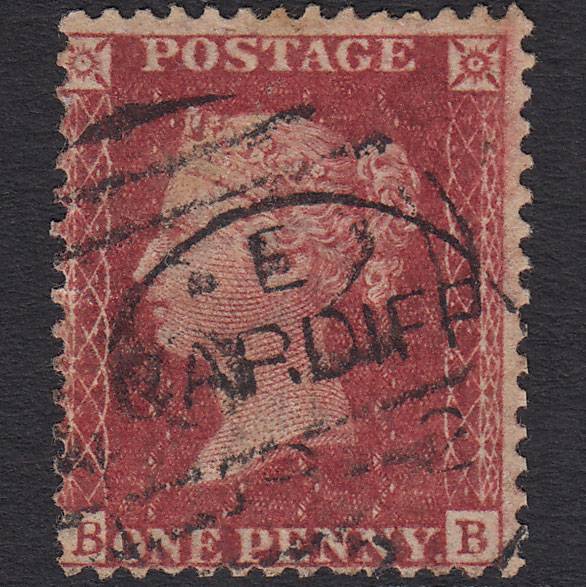 GB QV 1857 1d Rose-red (Plate 41) SG40-C10(1) BB GU Cardiff CDS Cancel