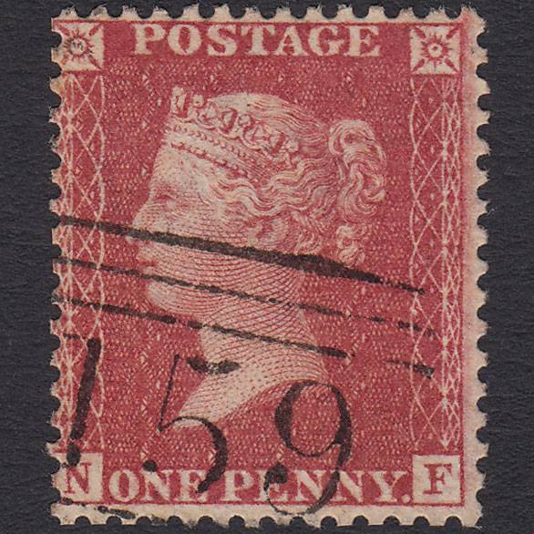 GB QV 1857 1d Rose-red (Plate 27) SG40-C10(1) NF FU Glasgow 159