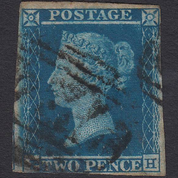GB QV 1841 2d Blue (Plate 4) SG14-E1(2) PH GU nr 4 Margins South Molton 724