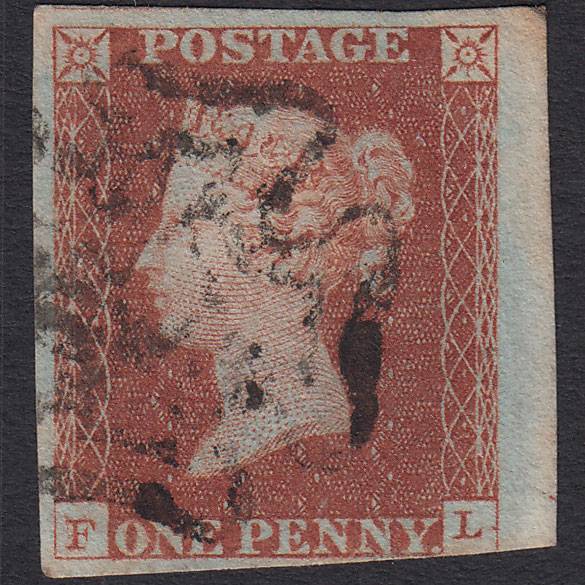 GB QV 1841 1d Red-brown (Plate 34) SG8-B1(1) FL FU Maltese Cross Marginal