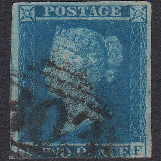 GB QV 1841 2d Blue (Plate 3) SG14-E1(2) DF GU 3 Margins Limerick 303