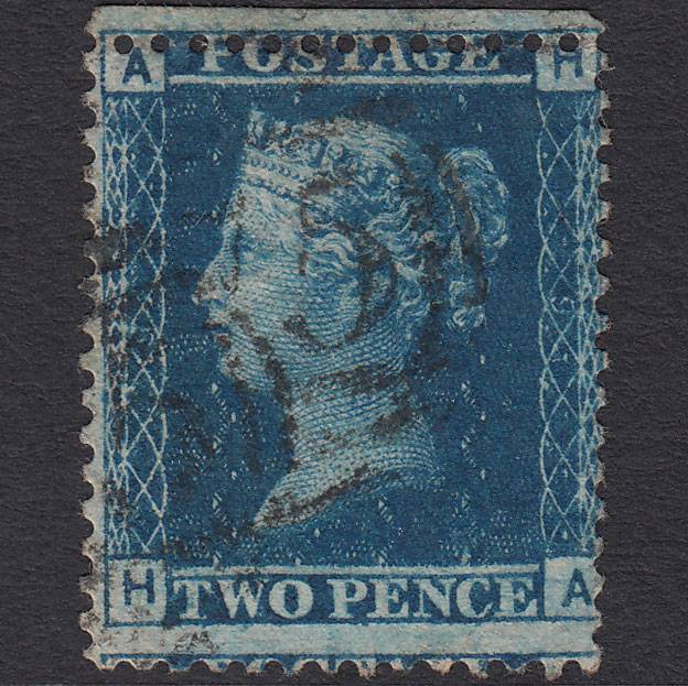 GB QV 1858 2d Blue (Plate 9) SG45-G2 HA FU Large Misperf