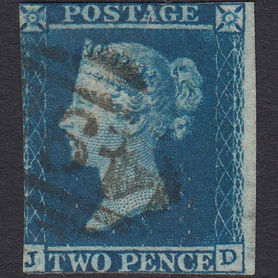 GB QV 1841 2d Deep Full Blue (Plate 4) SG15-E1(3) JD GU Manchester 498