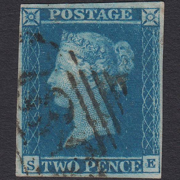 GB QV 1841 2d Blue (Plate 3) SG14-E1(2) SE VFU Dublin 186