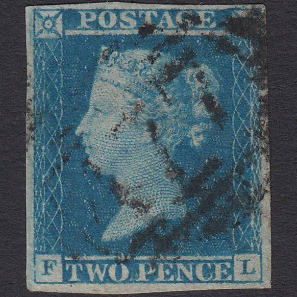 GB QV 1841 2d Blue (Plate 3) SG14-E1(2) FL FU 4 Margins Louth 477