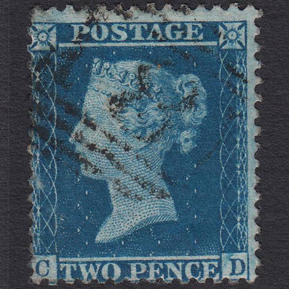 GB QV 1857 2d Blue (Plate 6) SG35-F7 CD FU Stanhope 81