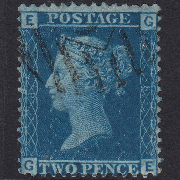 GB QV 1858 2d Blue (Plate 8) SG45-G2 GE FU London IS Cancel