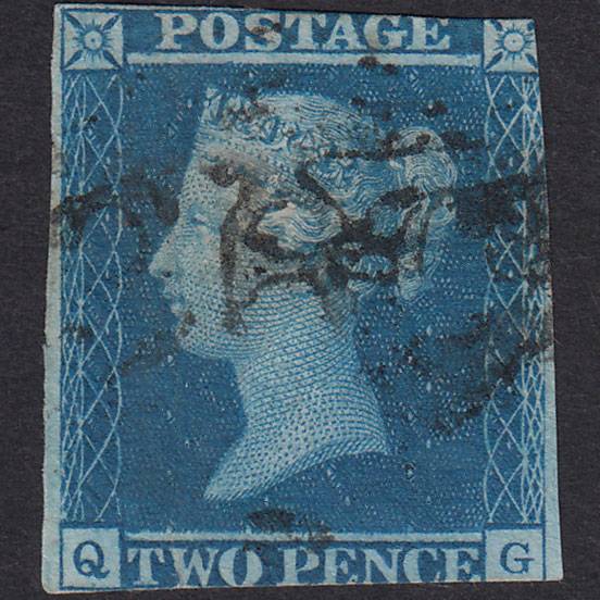 GB QV 1841 2d Blue (Plate 3) SG14-E1(2) QG GU Maltese Cross