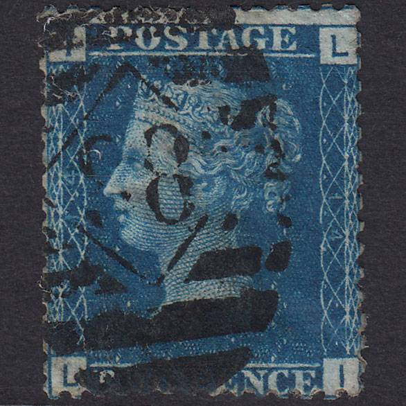 GB QV 1869 2d Blue (Plate 14) SG46-G3 LI GU London IS 98